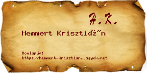 Hemmert Krisztián névjegykártya